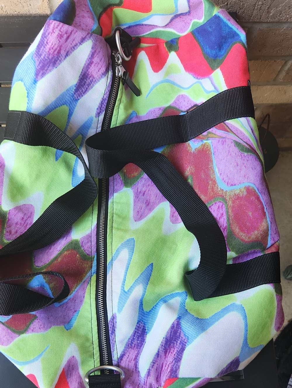 Society6 Neon Wave Mini Duffel - Green, Purple, Blue, Red